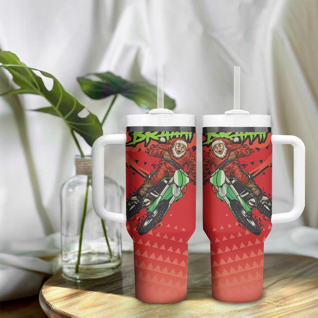 Afro Santa Braaap Tumbler With Handle Motorcross Christmas DT03