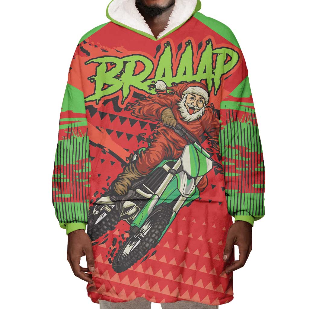 Afro Santa Braaap Wearable Blanket Hoodie Motorcross Christmas DT03