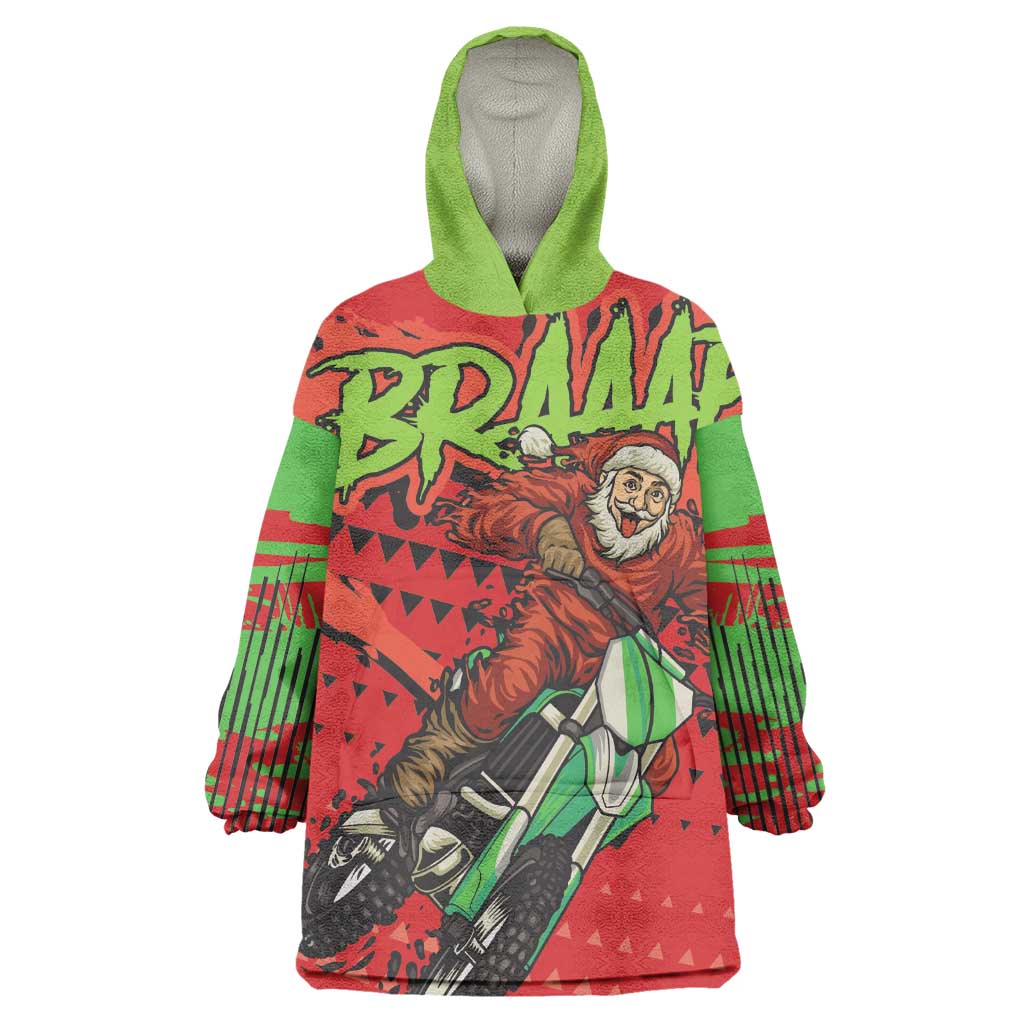 Afro Santa Braaap Wearable Blanket Hoodie Motorcross Christmas DT03