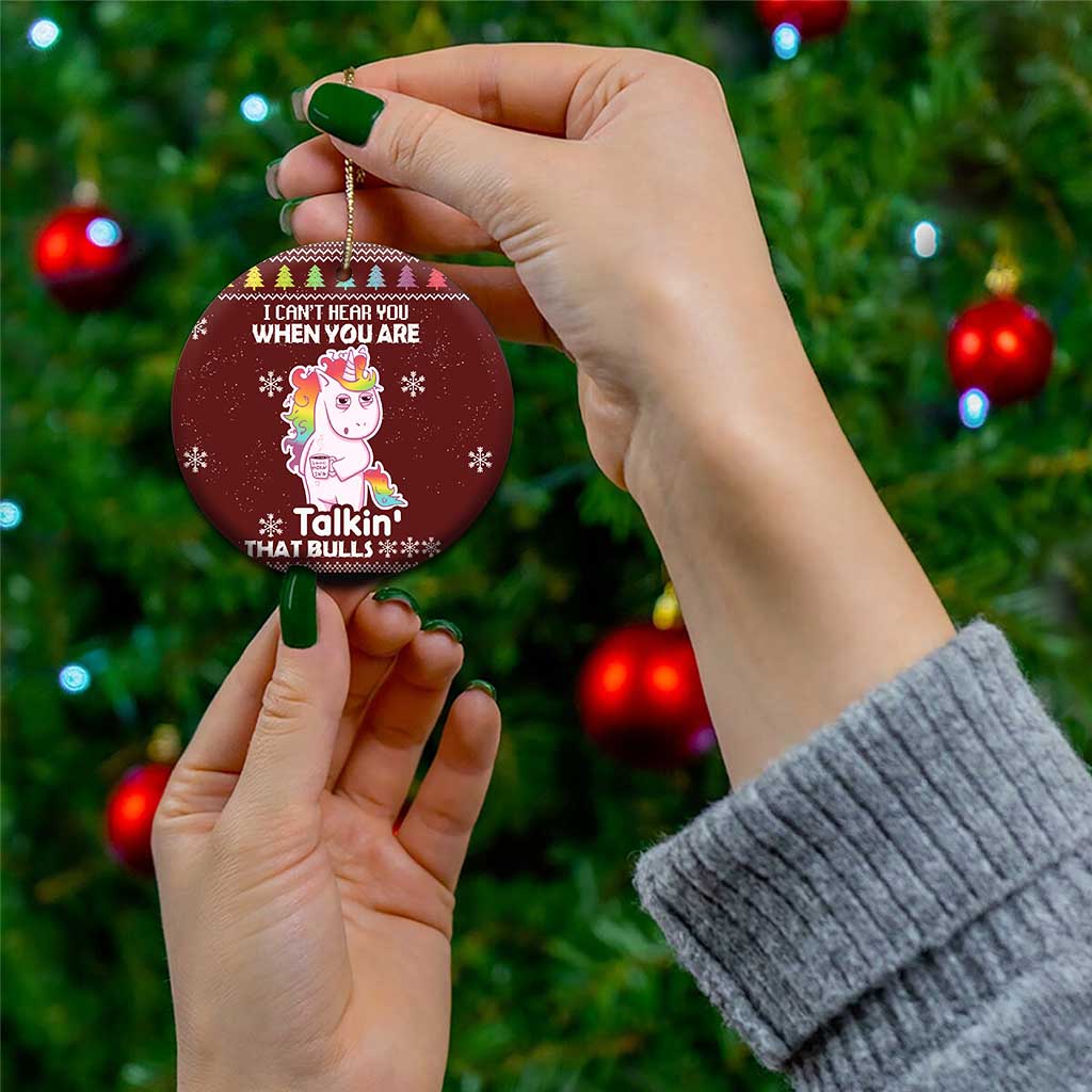 Cant Hear You Unicorn Christmas Ceramic Ornament DT03