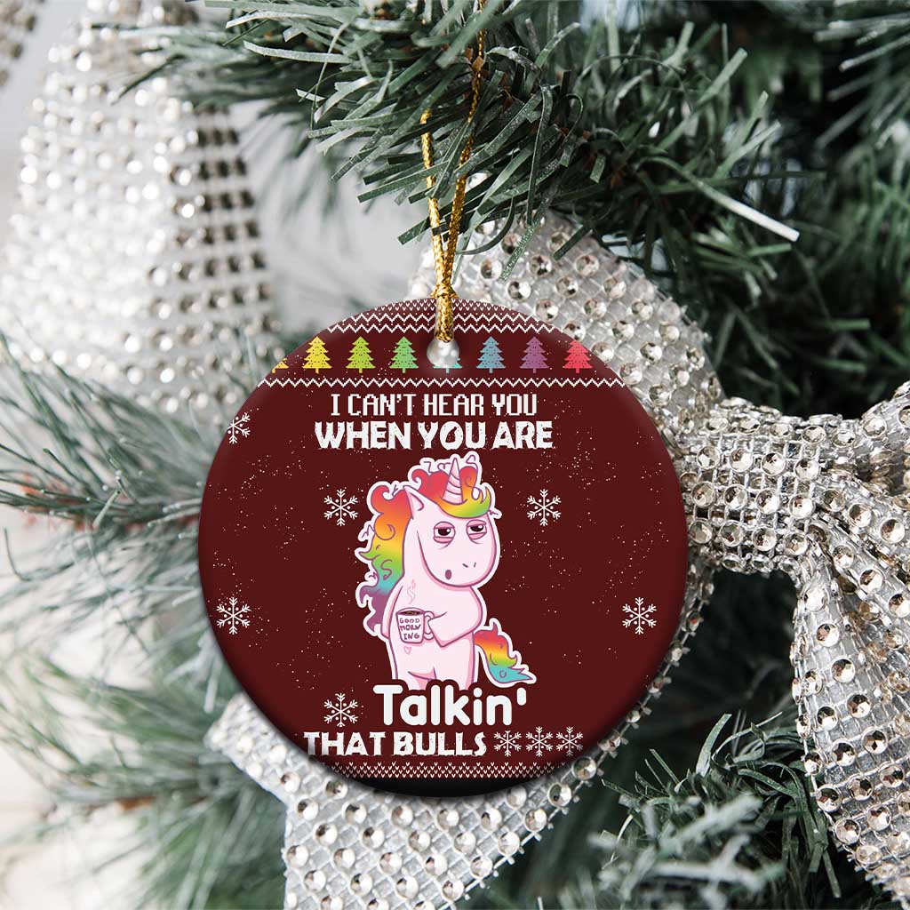 Cant Hear You Unicorn Christmas Ceramic Ornament DT03