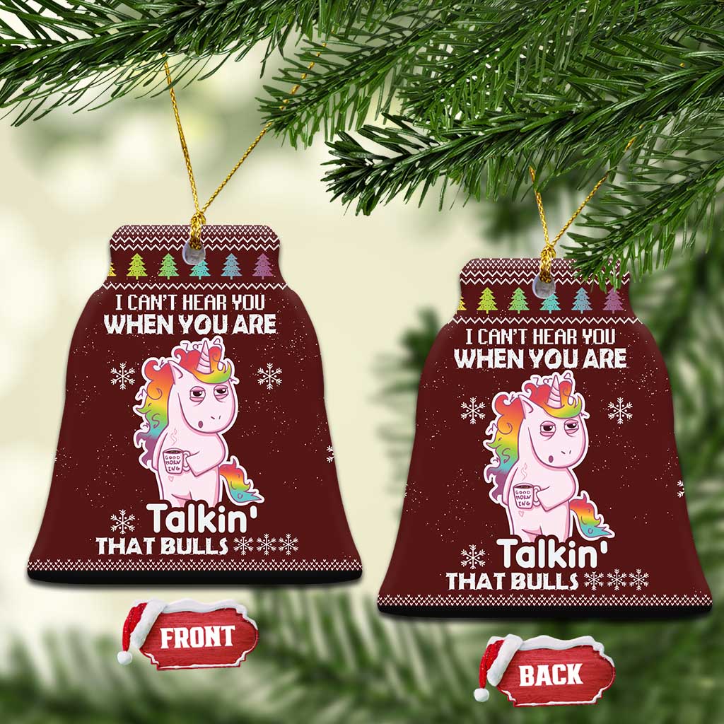 Cant Hear You Unicorn Christmas Ceramic Ornament DT03