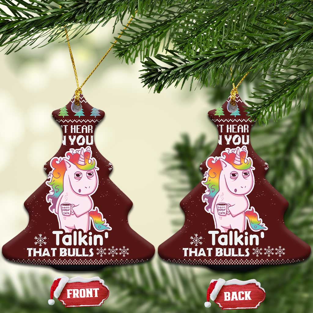 Cant Hear You Unicorn Christmas Ceramic Ornament DT03