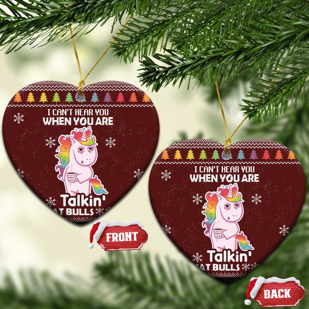 Cant Hear You Unicorn Christmas Ceramic Ornament DT03