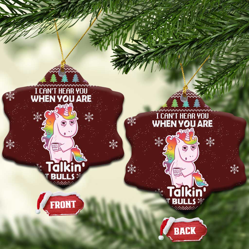 Cant Hear You Unicorn Christmas Ceramic Ornament DT03