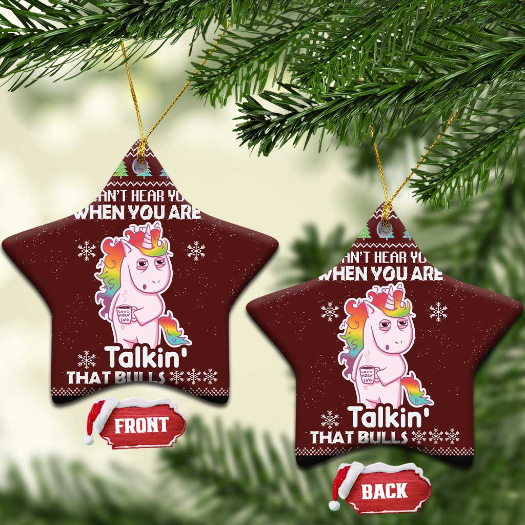 Cant Hear You Unicorn Christmas Ceramic Ornament DT03