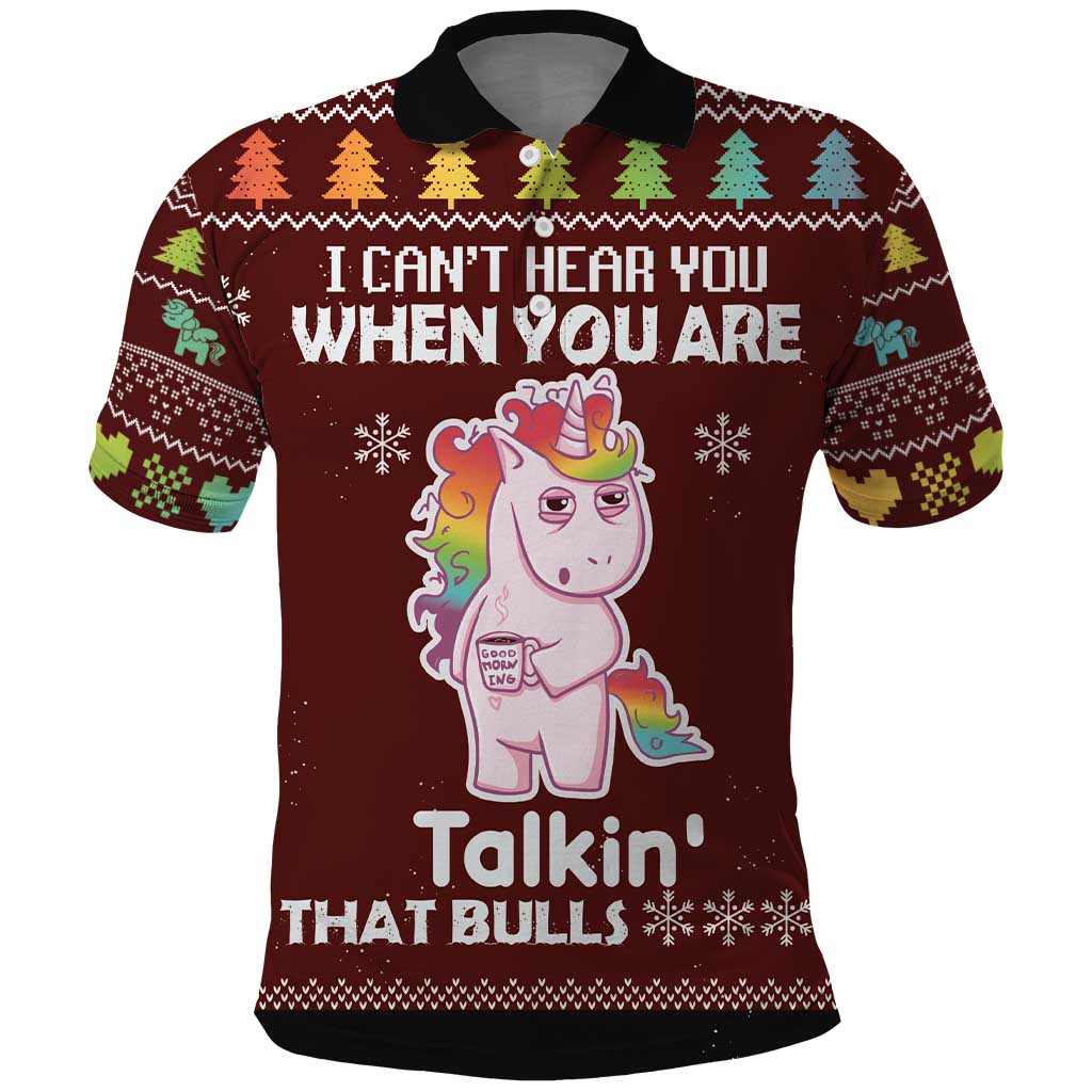 Cant Hear You Unicorn Christmas Polo Shirt DT03