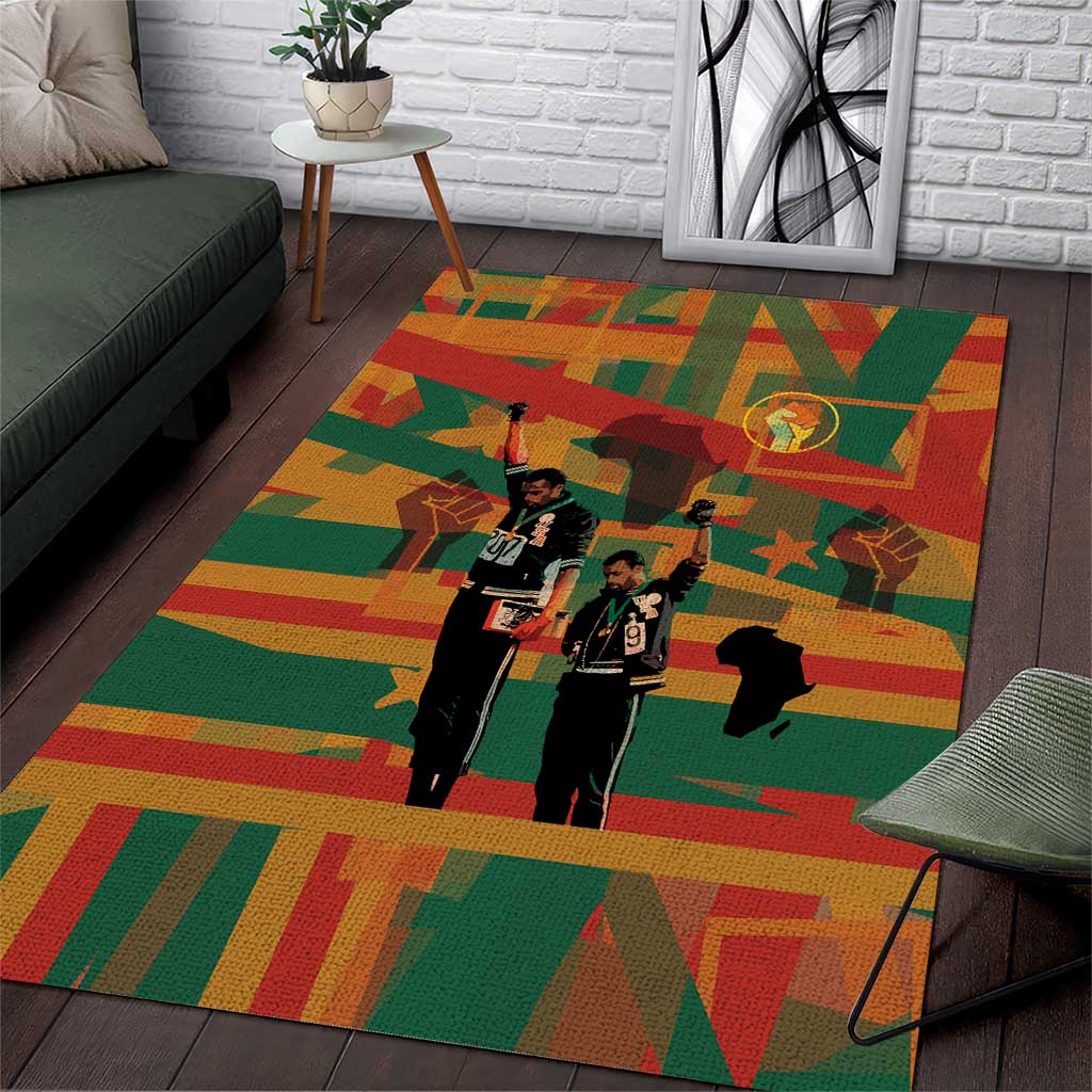 African American 1968 Area Rug Black Power Fists of Freedom DT03