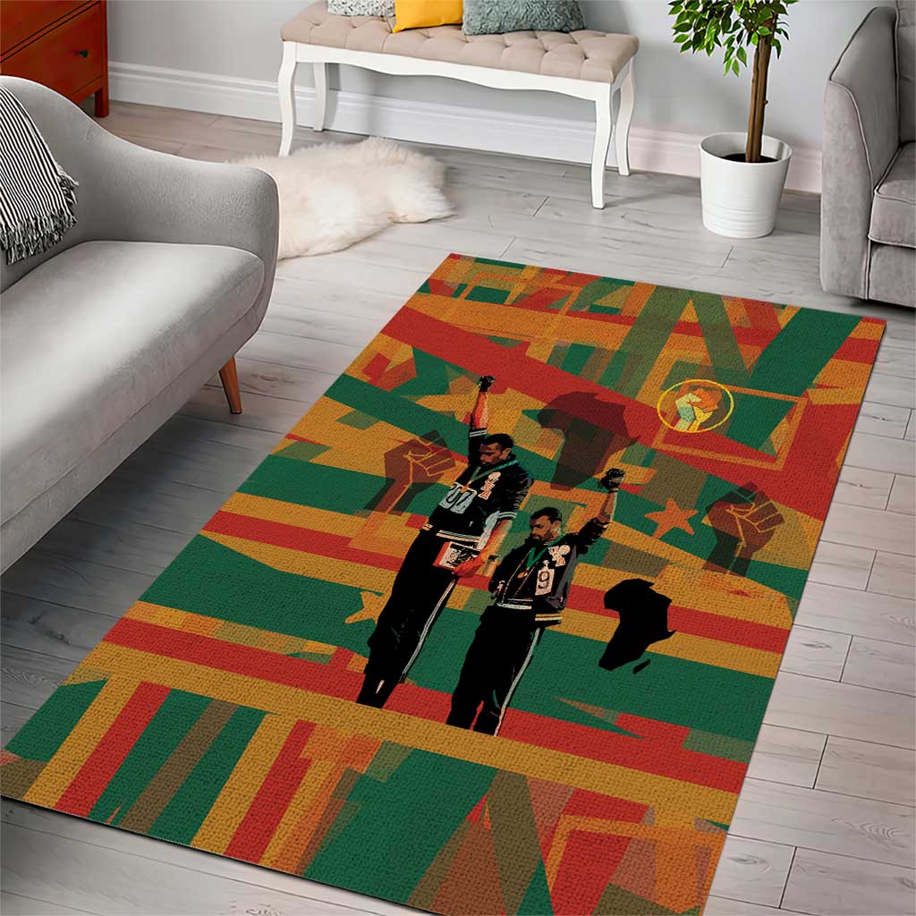 African American 1968 Area Rug Black Power Fists of Freedom DT03