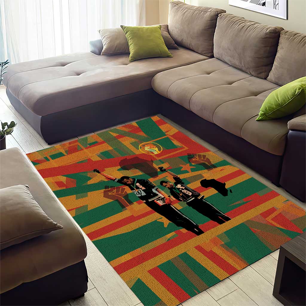 African American 1968 Area Rug Black Power Fists of Freedom DT03