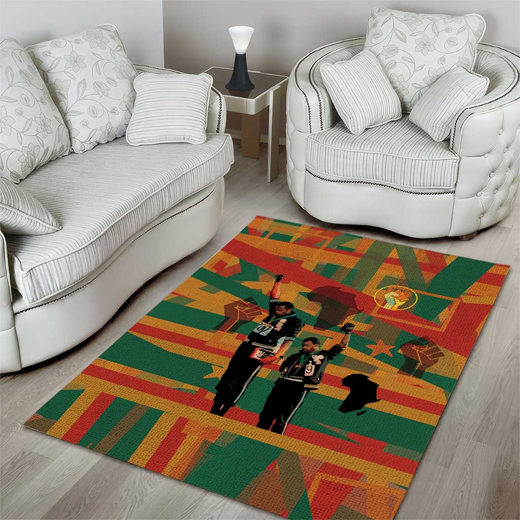 African American 1968 Area Rug Black Power Fists of Freedom DT03