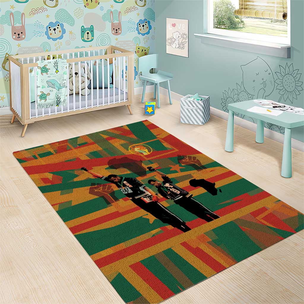 African American 1968 Area Rug Black Power Fists of Freedom DT03