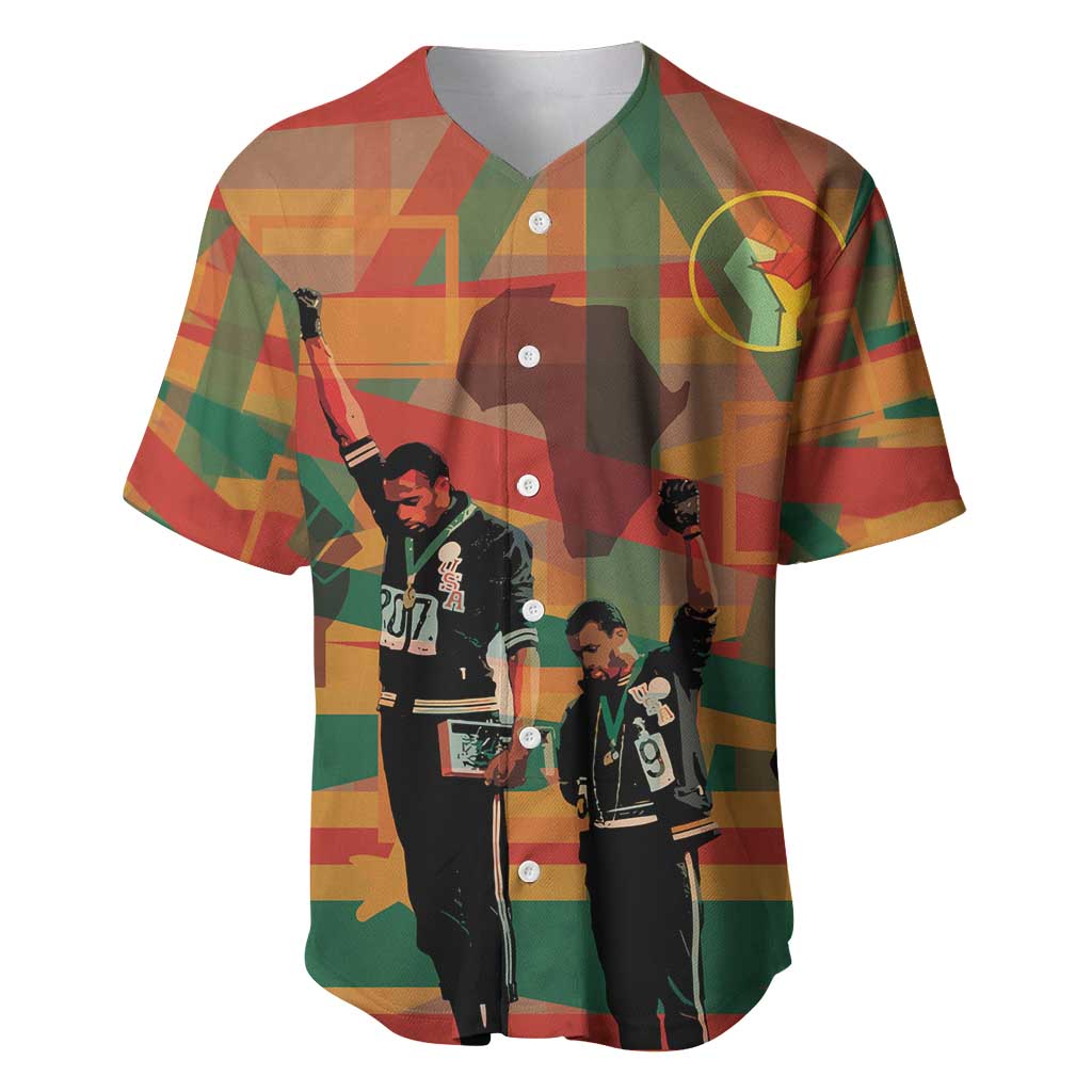 African American 1968 Baseball Jersey Black Power Fists of Freedom DT03
