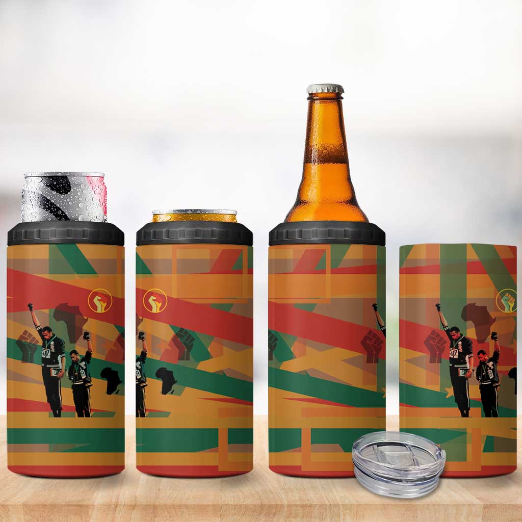 African American 1968 4 in 1 Can Cooler Tumbler Black Power Fists of Freedom DT03