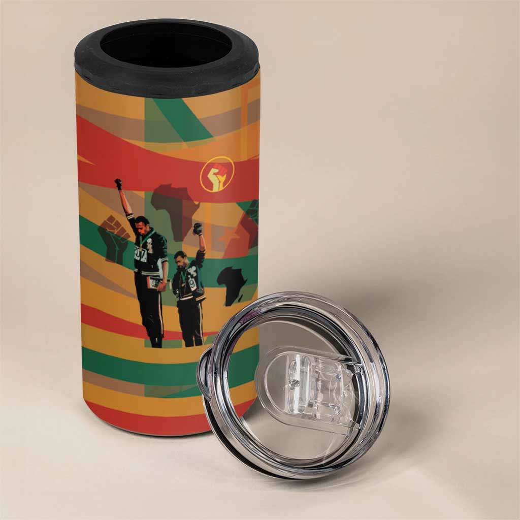 African American 1968 4 in 1 Can Cooler Tumbler Black Power Fists of Freedom DT03