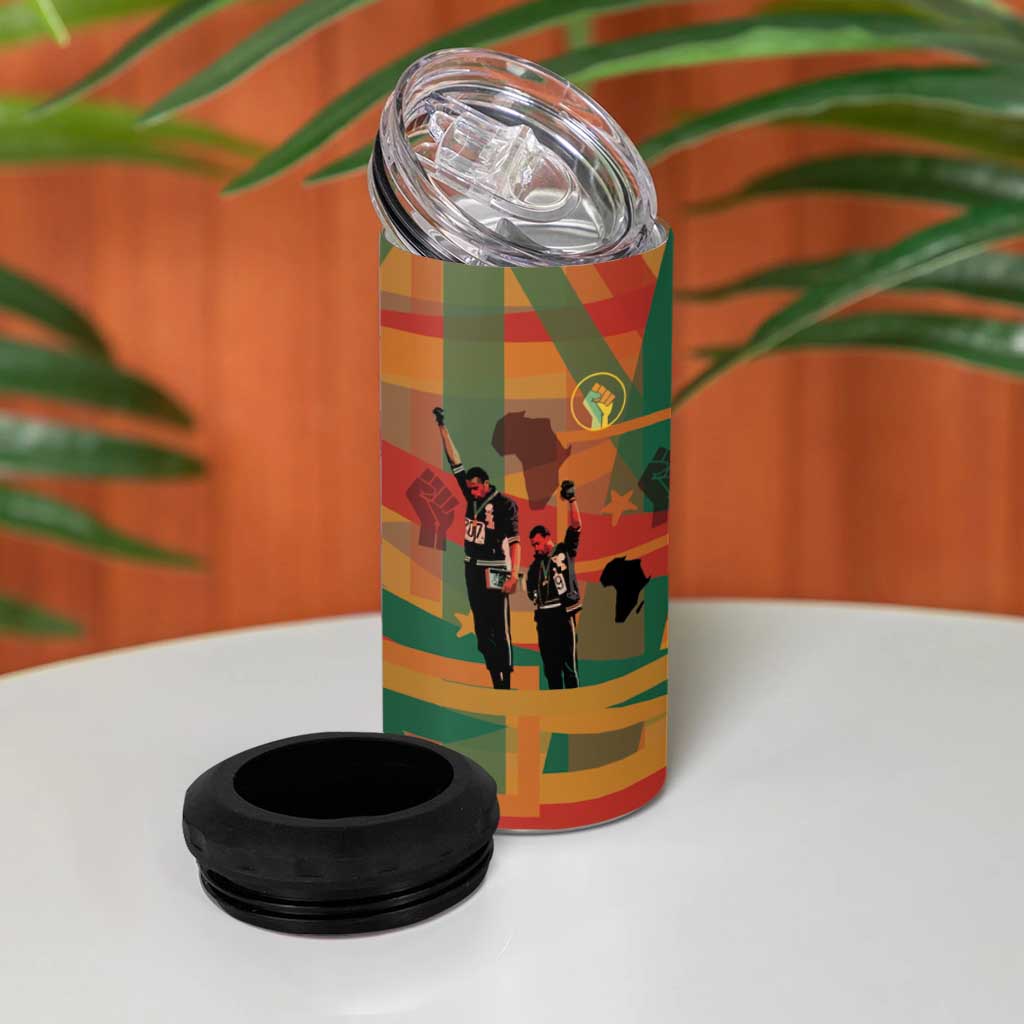 African American 1968 4 in 1 Can Cooler Tumbler Black Power Fists of Freedom DT03