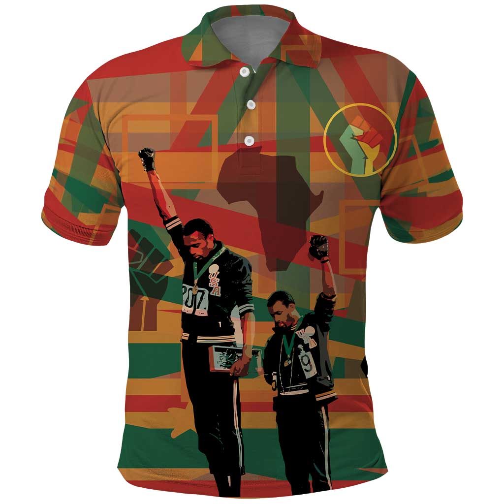 Black Power Fists of Freedom Polo Shirt African American 1968 DT03