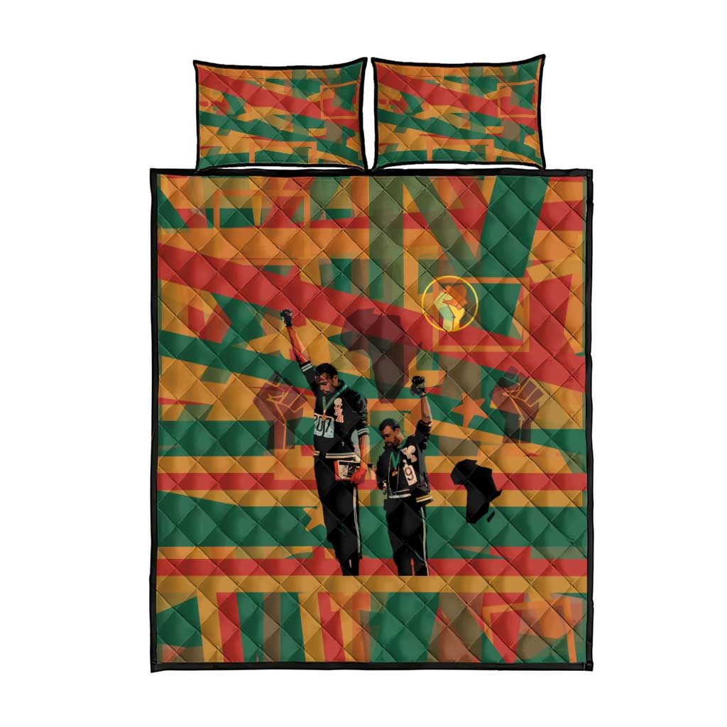 African American 1968 Quilt Bed Set Black Power Fists of Freedom DT03