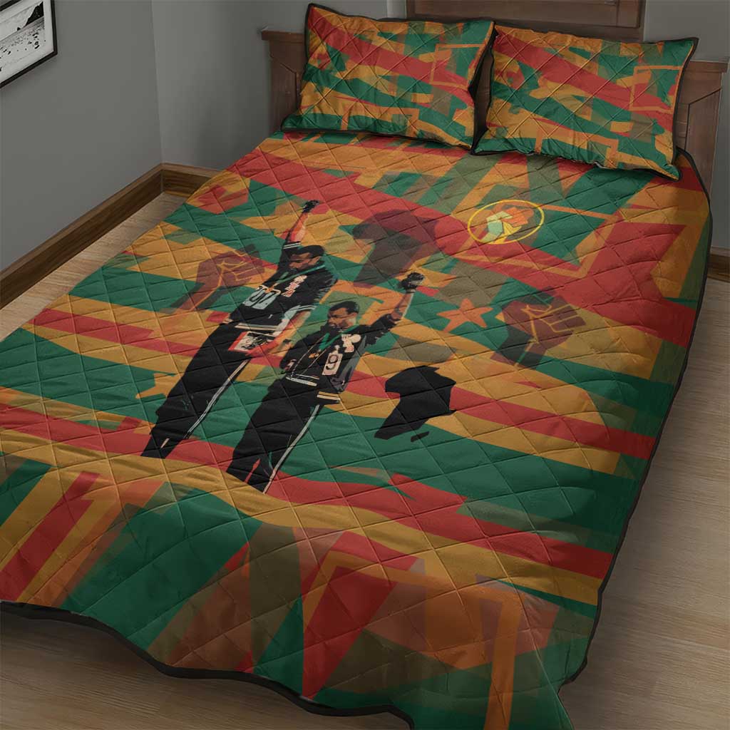 African American 1968 Quilt Bed Set Black Power Fists of Freedom DT03