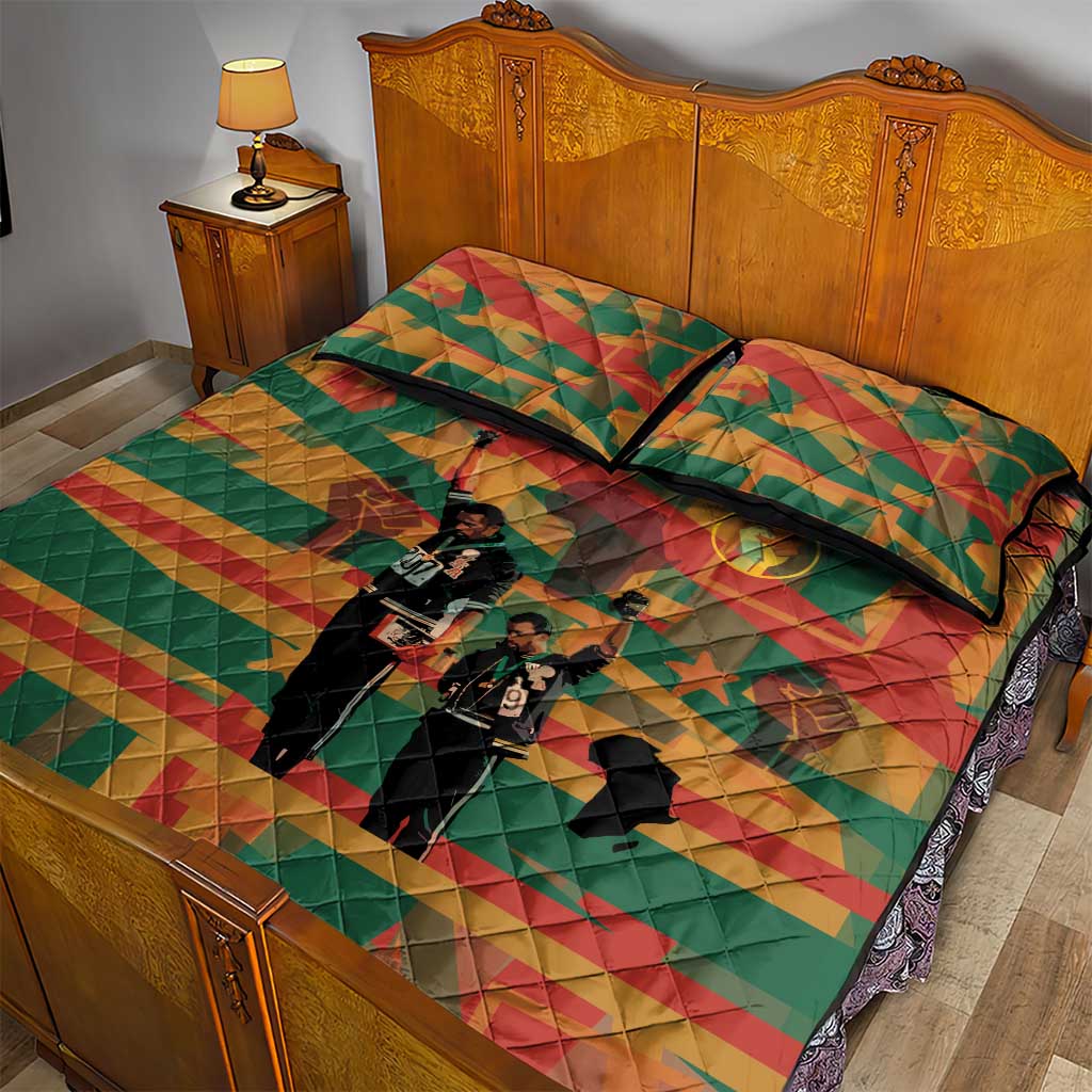 African American 1968 Quilt Bed Set Black Power Fists of Freedom DT03