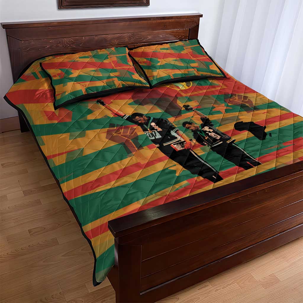 African American 1968 Quilt Bed Set Black Power Fists of Freedom DT03