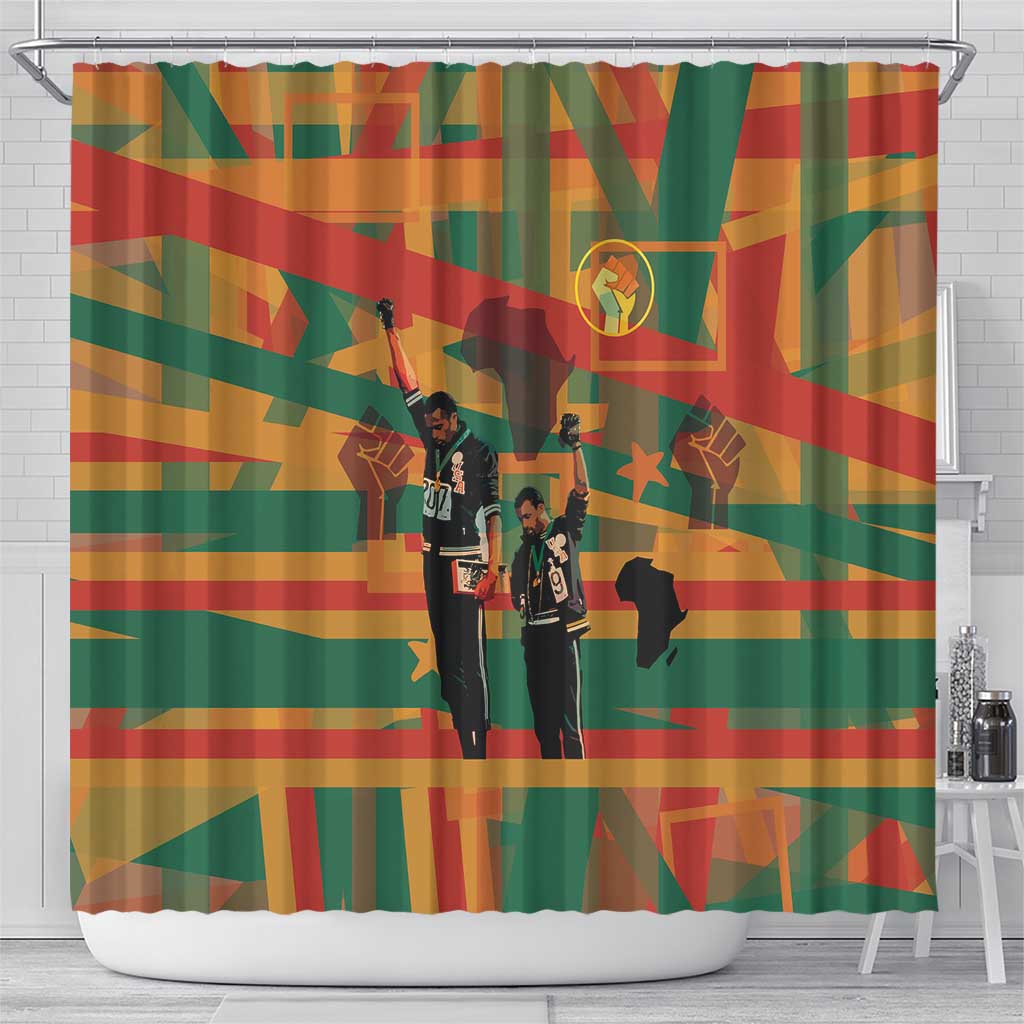 Black Power Fists of Freedom Shower Curtain African American 1968 DT03