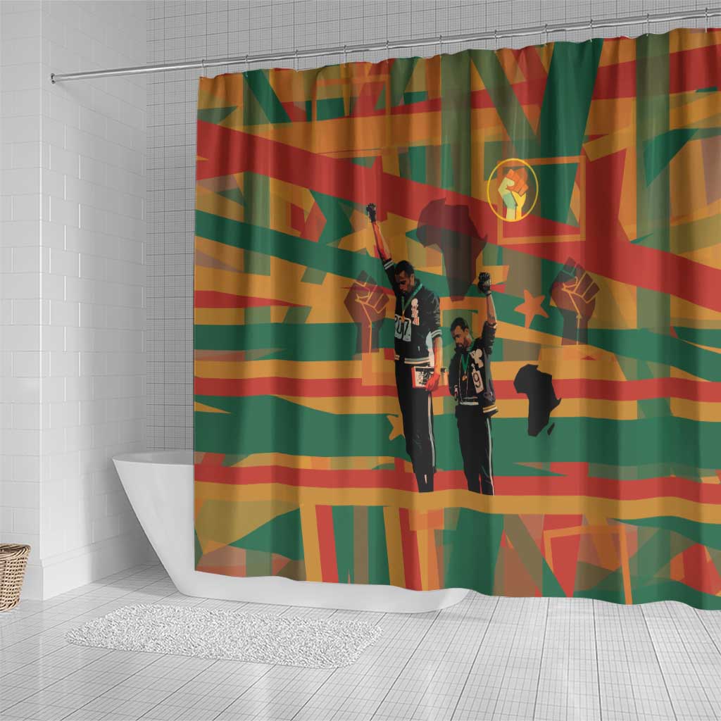 Black Power Fists of Freedom Shower Curtain African American 1968 DT03