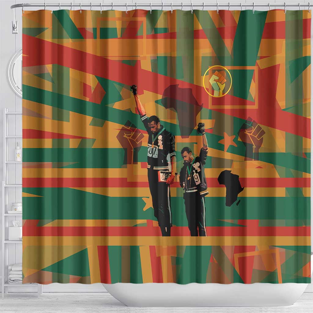 Black Power Fists of Freedom Shower Curtain African American 1968 DT03
