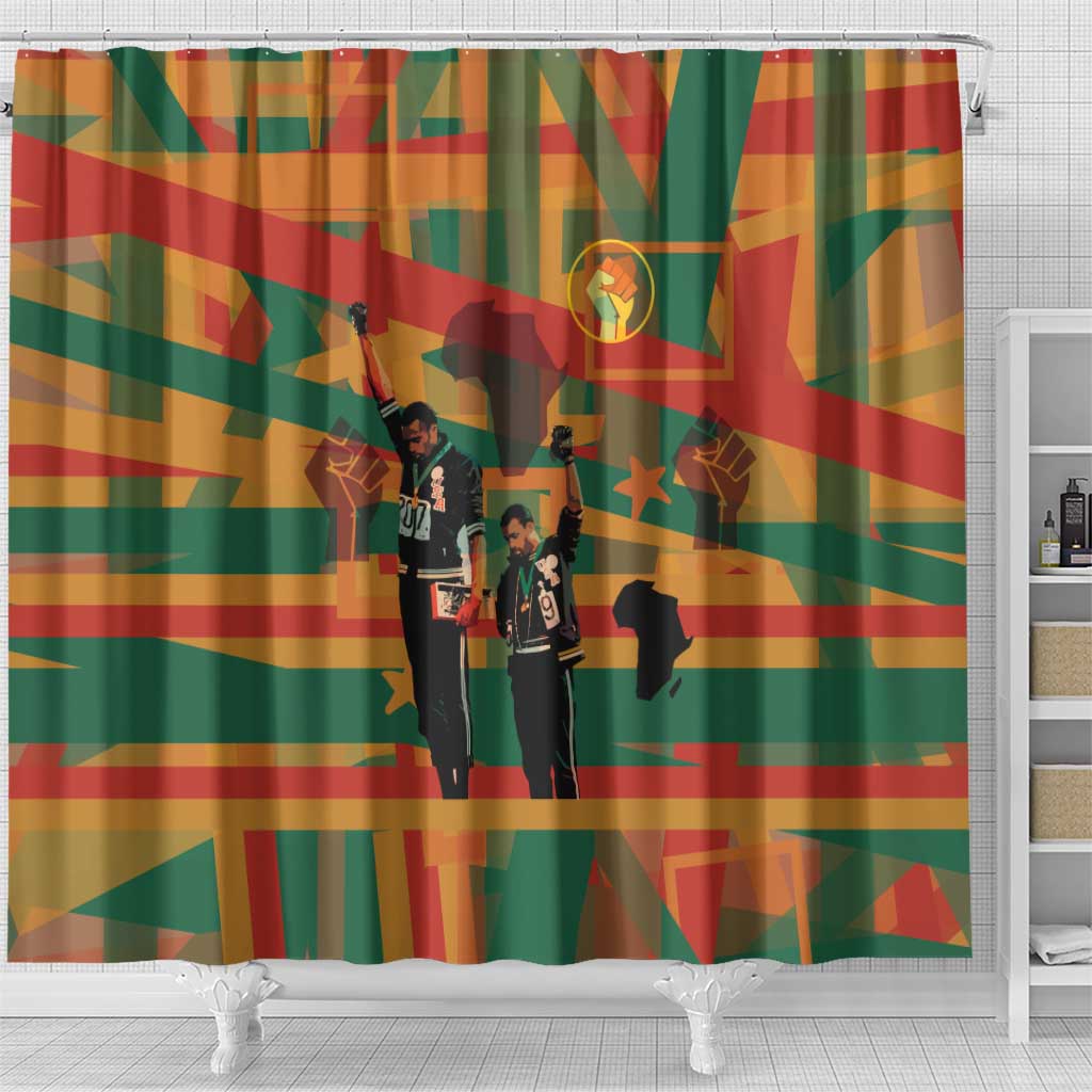 Black Power Fists of Freedom Shower Curtain African American 1968 DT03