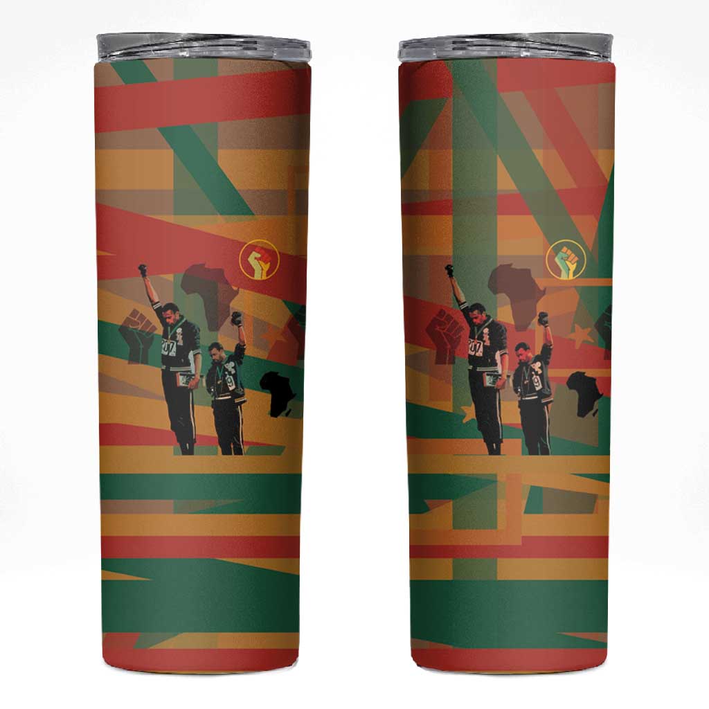African American 1968 Skinny Tumbler Black Power Fists of Freedom DT03