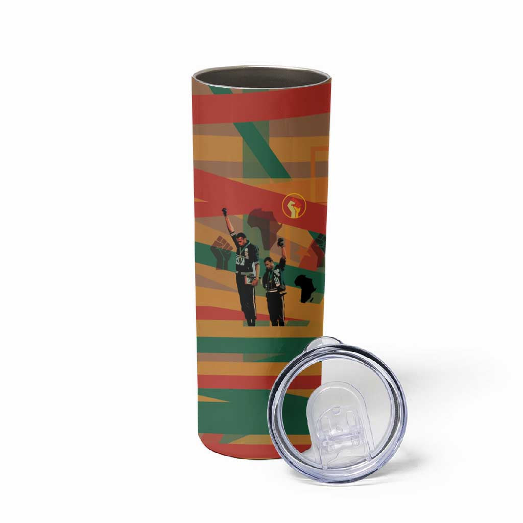African American 1968 Skinny Tumbler Black Power Fists of Freedom DT03