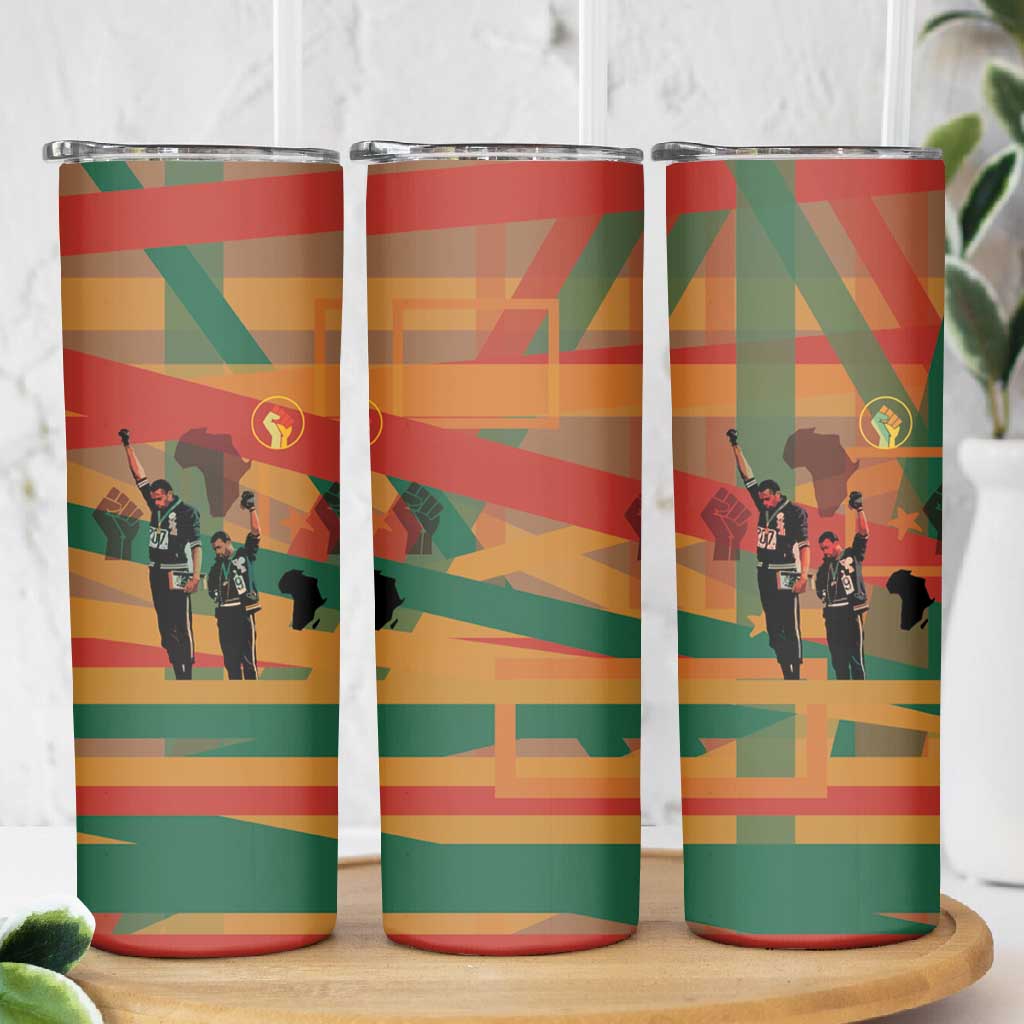 African American 1968 Skinny Tumbler Black Power Fists of Freedom DT03
