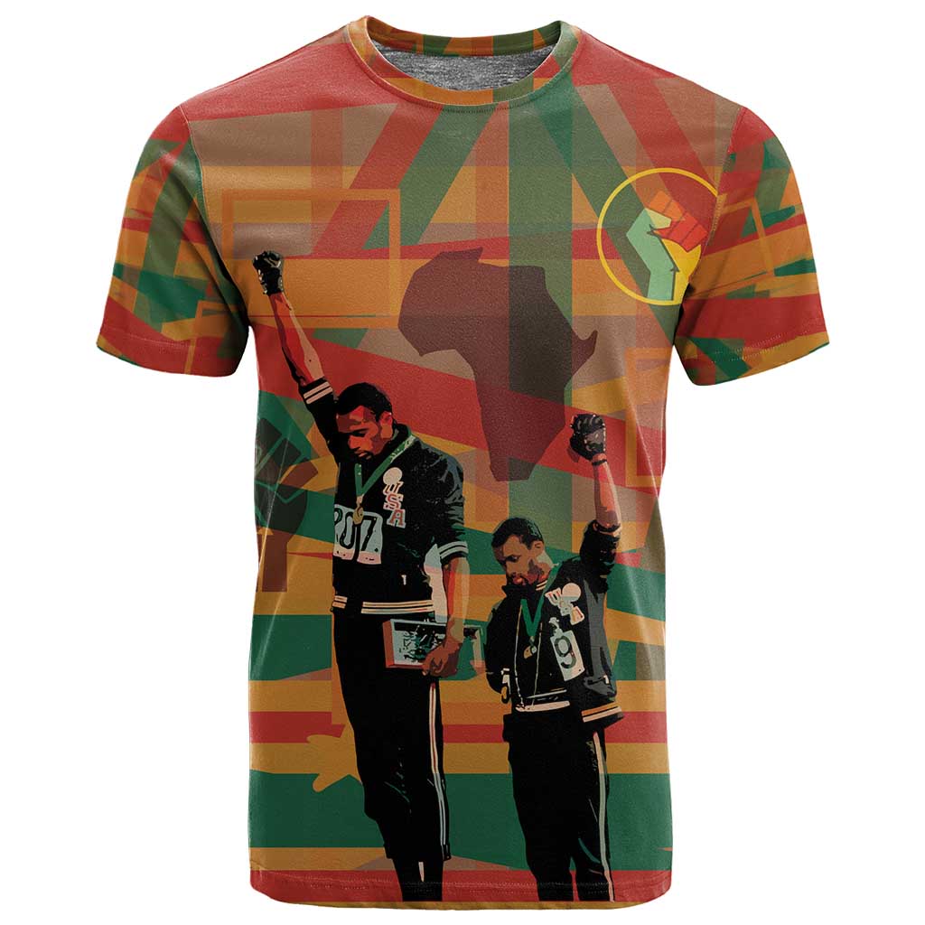African American 1968 T shirt Black Power Fists of Freedom DT03