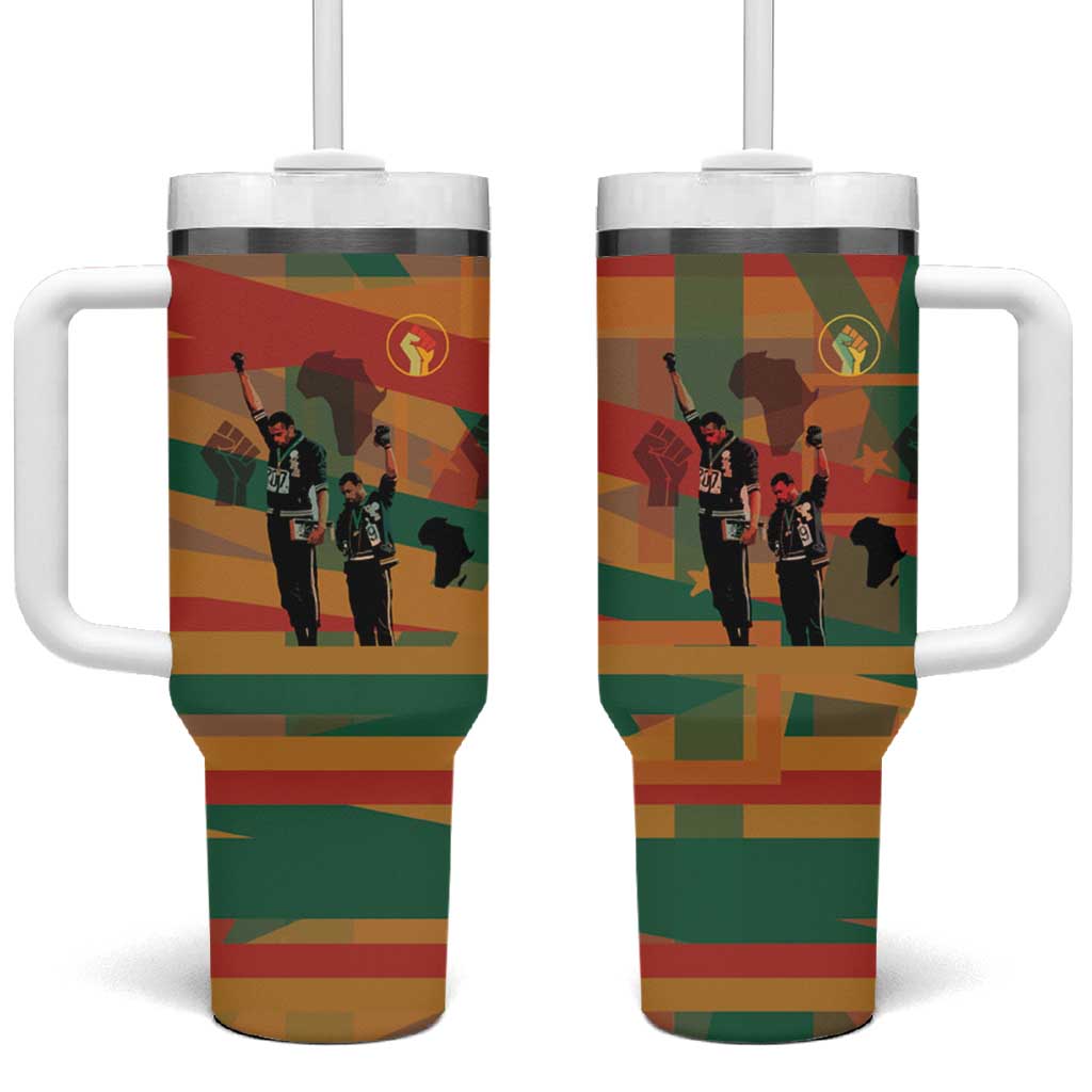 African American 1968 Tumbler With Handle Black Power Fists of Freedom DT03