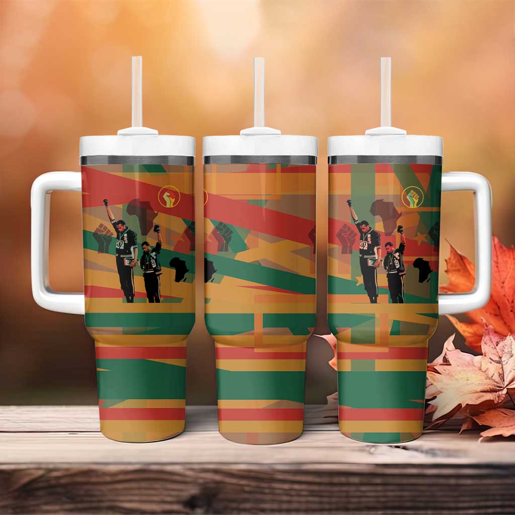 African American 1968 Tumbler With Handle Black Power Fists of Freedom DT03