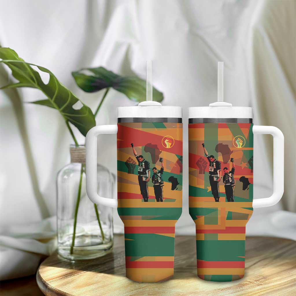 African American 1968 Tumbler With Handle Black Power Fists of Freedom DT03