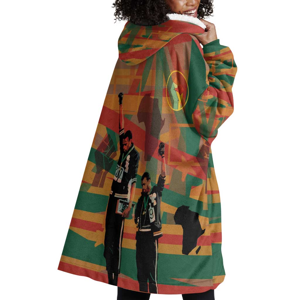 African American 1968 Wearable Blanket Hoodie Black Power Fists of Freedom DT03