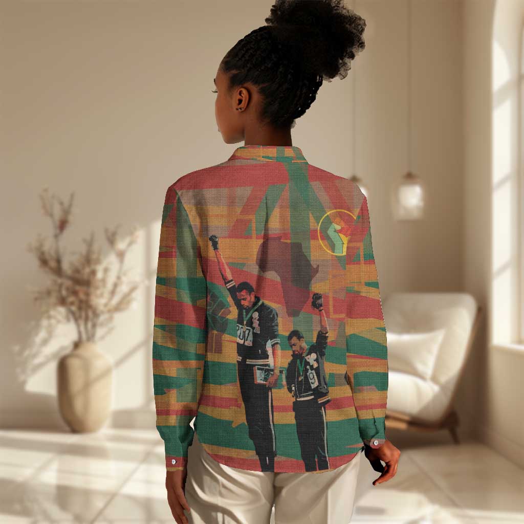 African American 1968 Women Casual Shirt Black Power Fists of Freedom DT03