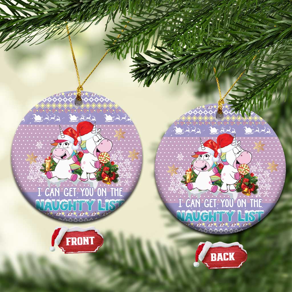 Unicorn Naughty List Ceramic Ornament Christmas Funny DT03