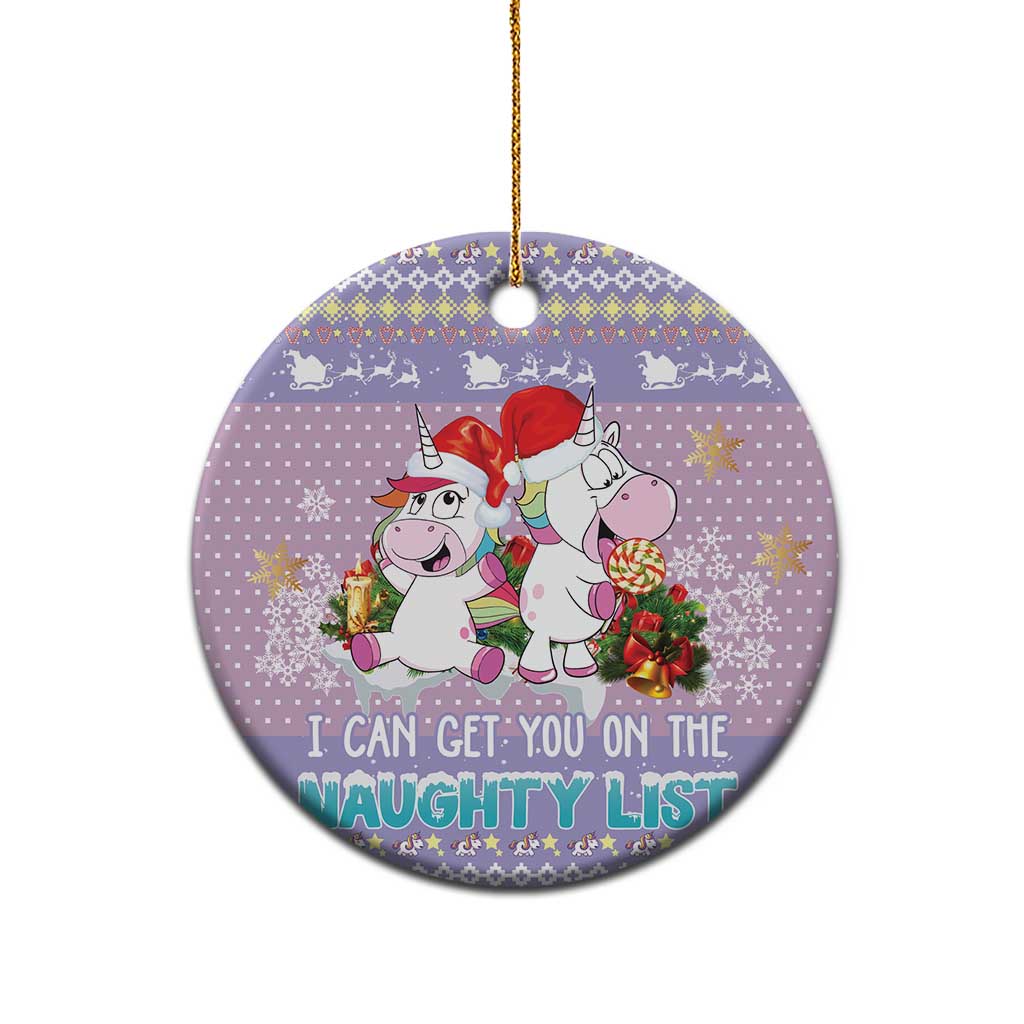 Unicorn Naughty List Ceramic Ornament Christmas Funny DT03