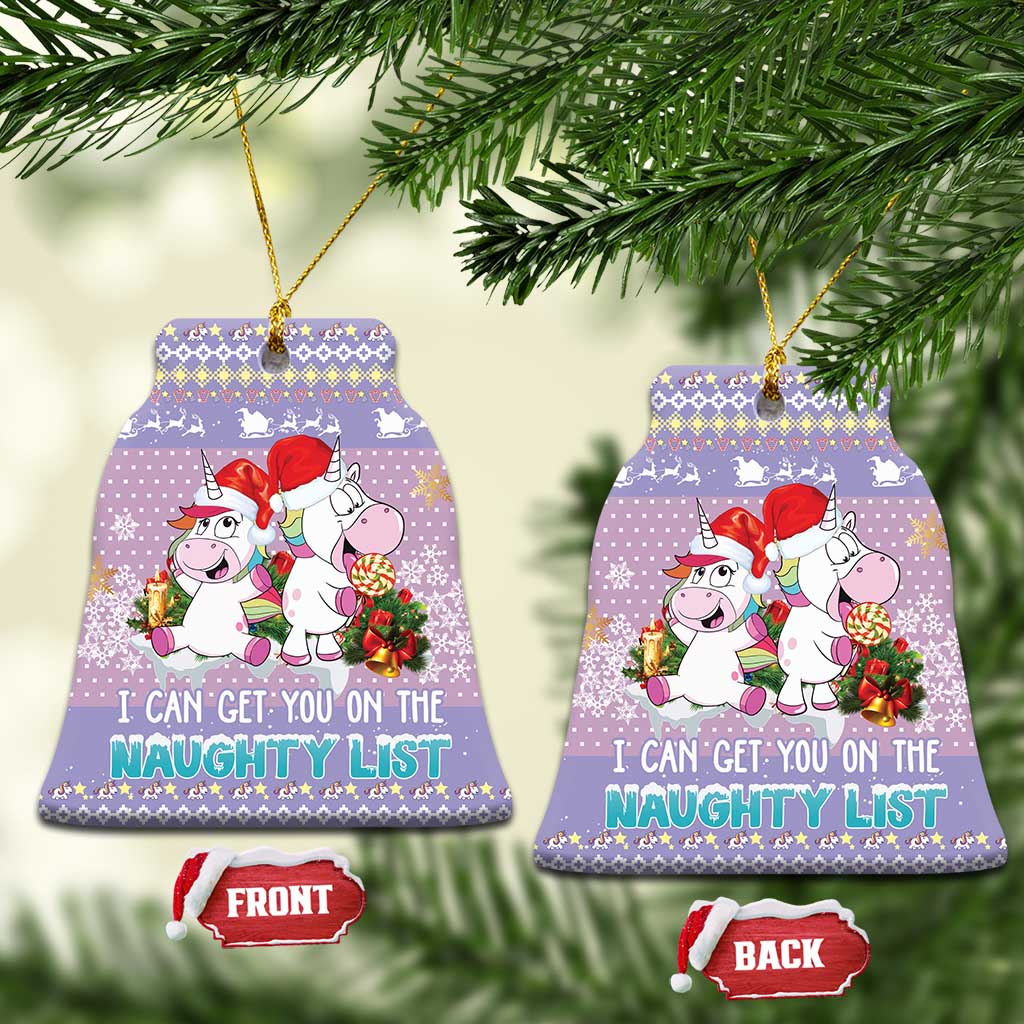 Unicorn Naughty List Ceramic Ornament Christmas Funny DT03