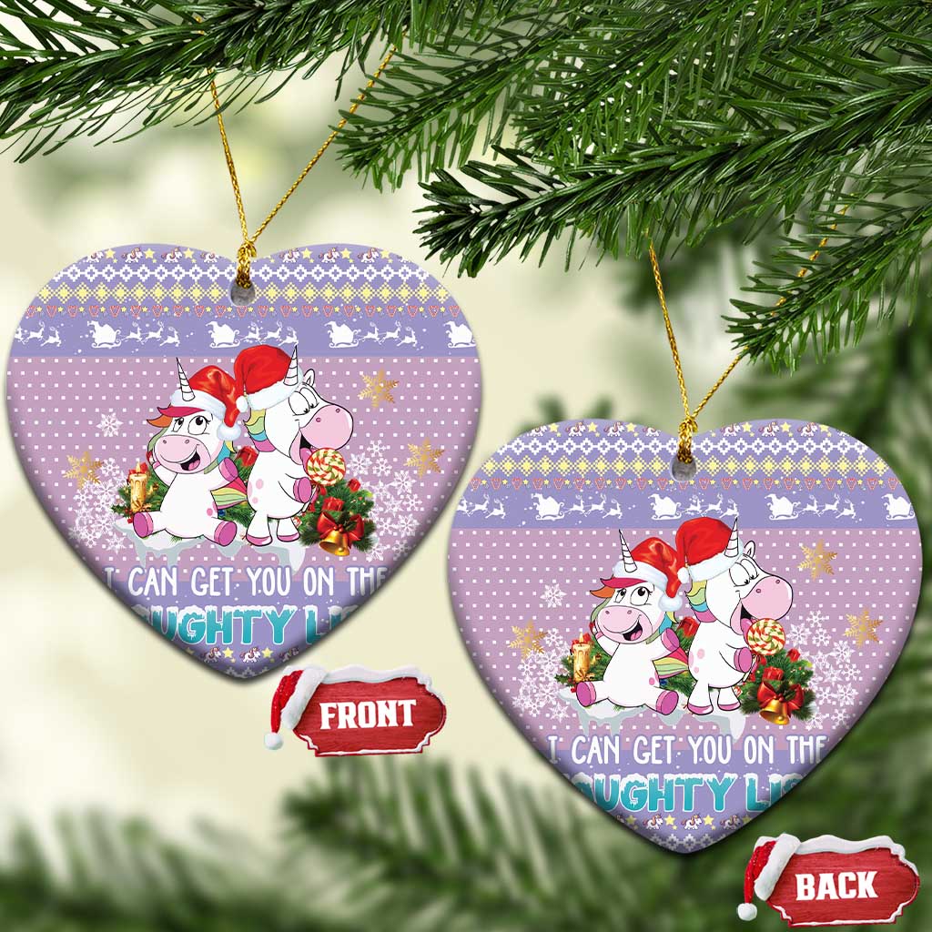 Unicorn Naughty List Ceramic Ornament Christmas Funny DT03