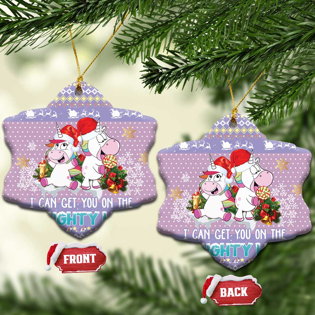 Unicorn Naughty List Ceramic Ornament Christmas Funny DT03