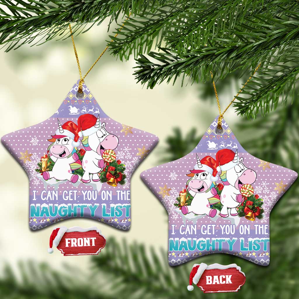 Unicorn Naughty List Ceramic Ornament Christmas Funny DT03