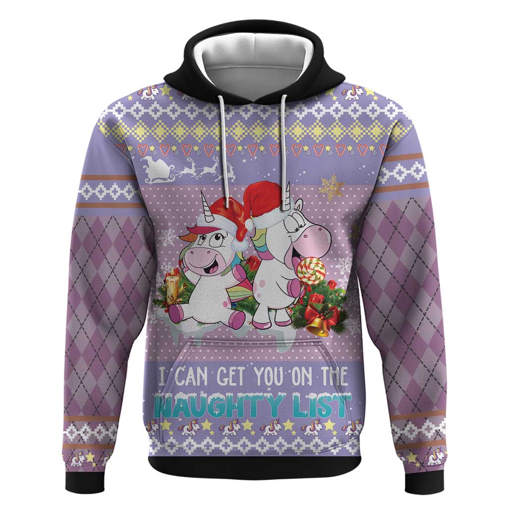 Unicorn Naughty List Hoodie Christmas Funny DT03