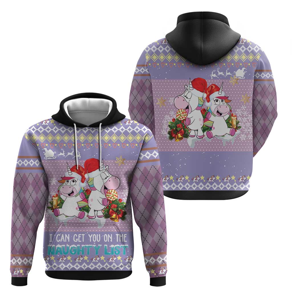 Unicorn Naughty List Hoodie Christmas Funny DT03