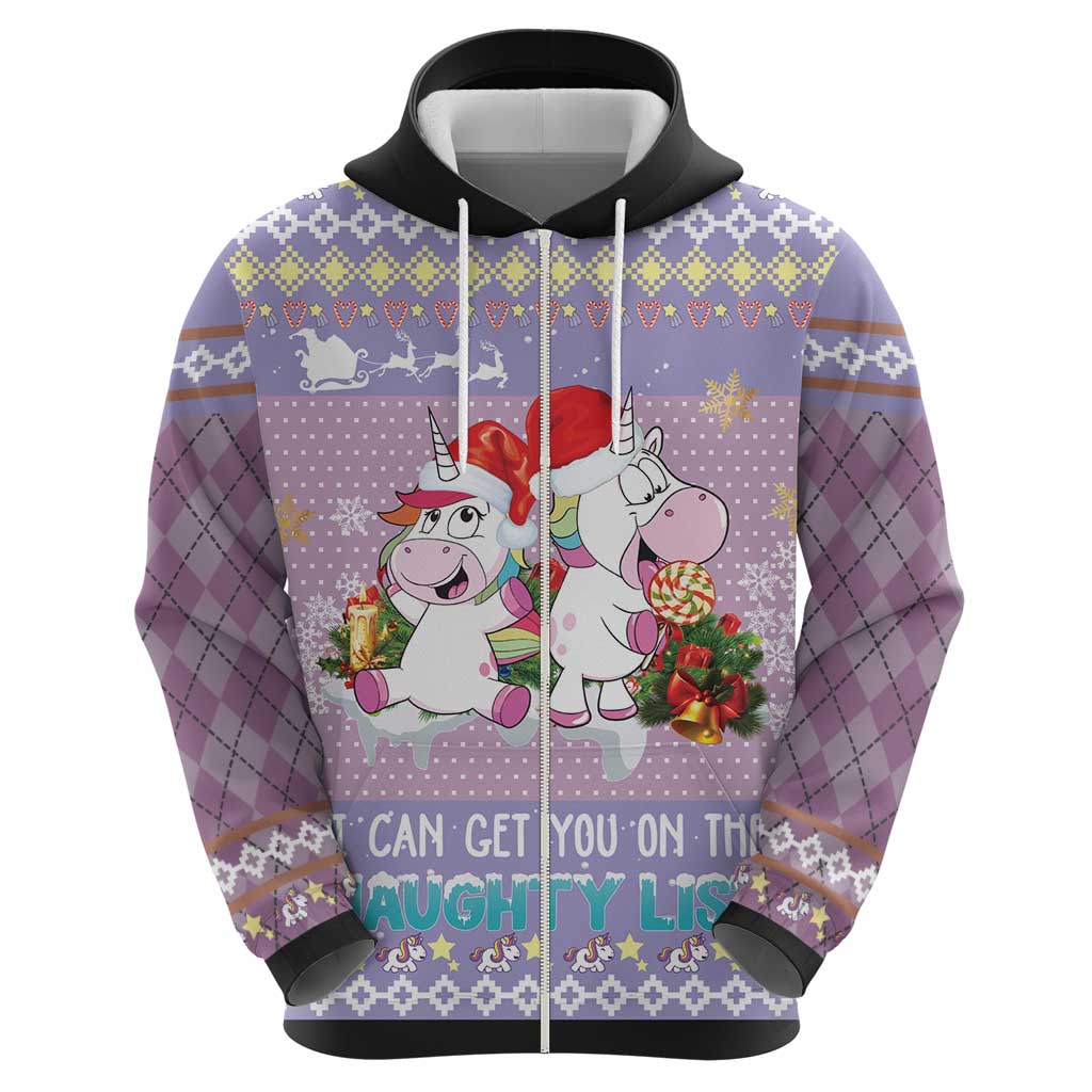 Unicorn Naughty List Hoodie Christmas Funny DT03