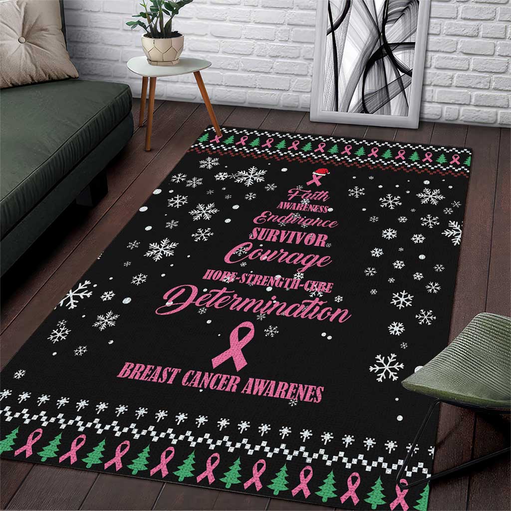 Christmas Tree Breast Cancer Afro Area Rug Survivor African DT03