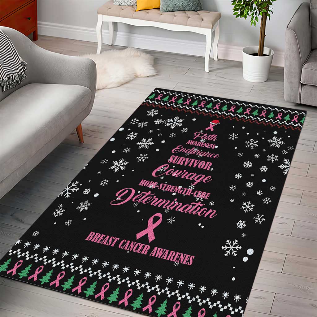 Christmas Tree Breast Cancer Afro Area Rug Survivor African DT03