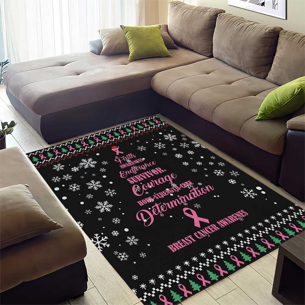 Christmas Tree Breast Cancer Afro Area Rug Survivor African DT03